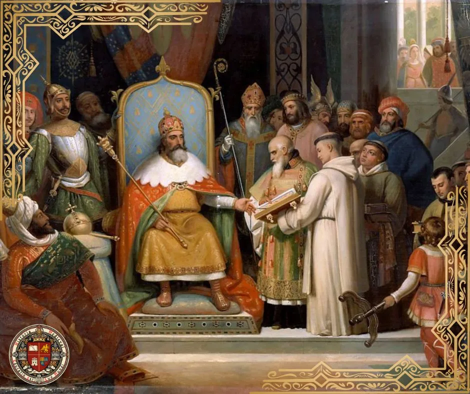 Carlos Magno recebe Alcuin, 780. (Heritage Images/Getty Images)