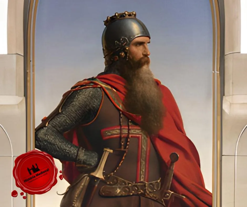 Frederico I - por Carl Friedrich Lessing (óleo sobre tela, 285 × 80cm)