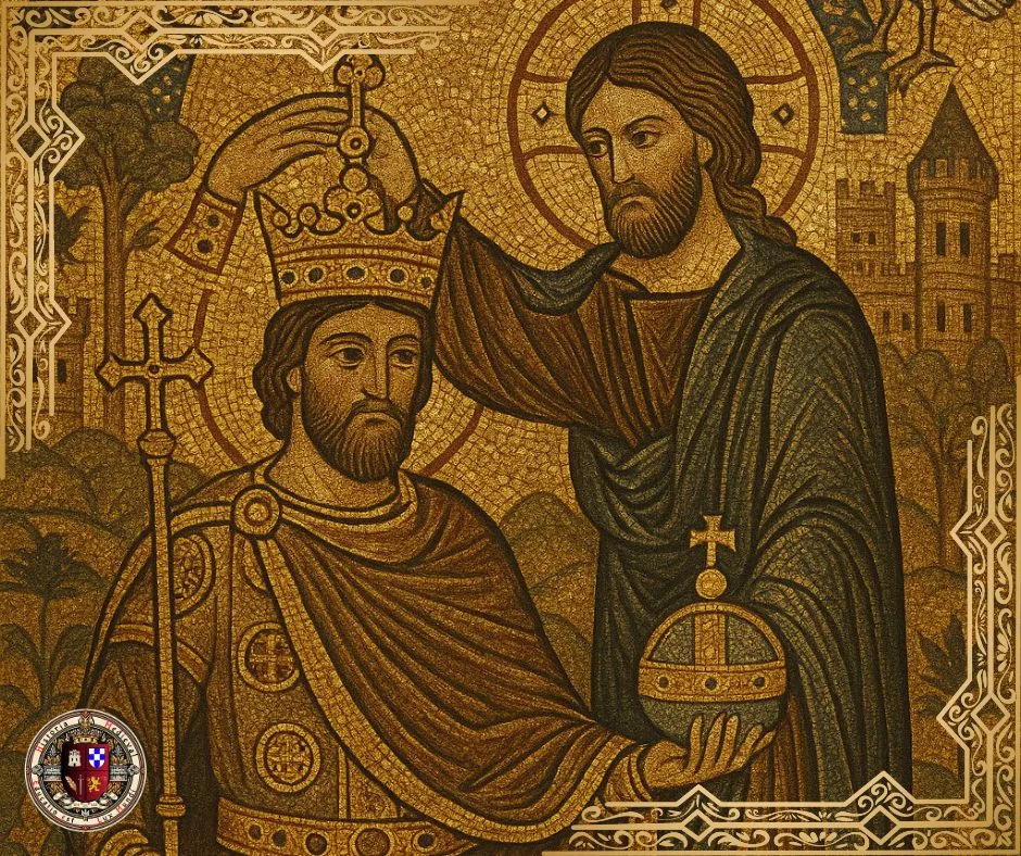 Mosaico medieval de Rogério II da Sicília sendo coroado por Cristo, Capela Palatina, Palermo