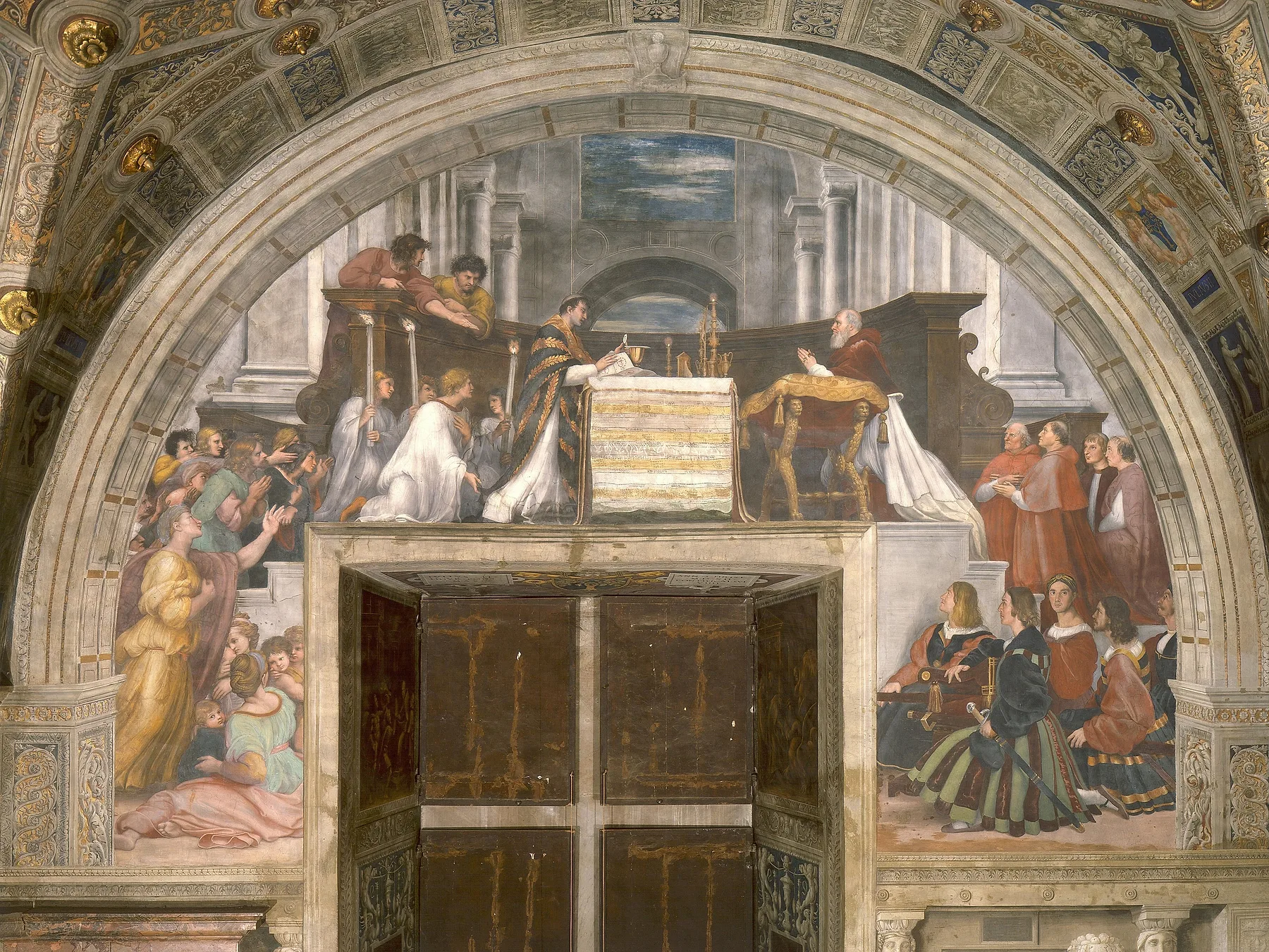 afresco na Sala Apostólica do Palácio do Vaticano, intitulado A Missa em Bolsena, pintado pelo pintor renascentista Rafael.