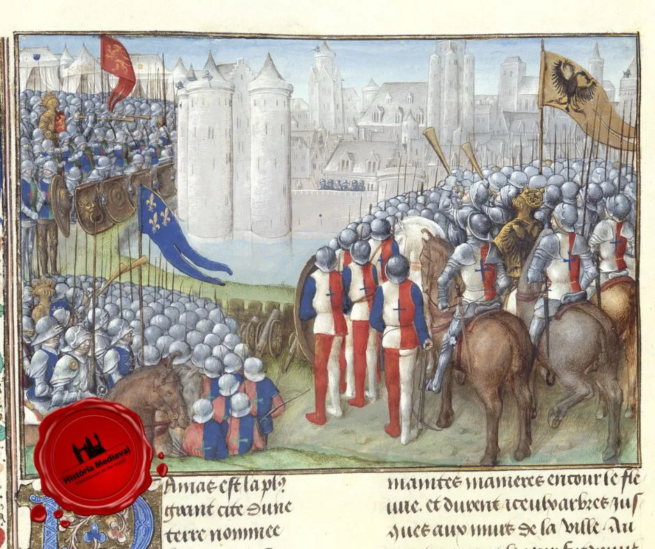 Uma ilustração manuscrita do século XV dC representando o cerco de Damasco em 1148 dC durante a Segunda Cruzada (1147-1149 dC). (Chronique d'Ernoul et de Bernard le Trésorier, British Library, Londres)
