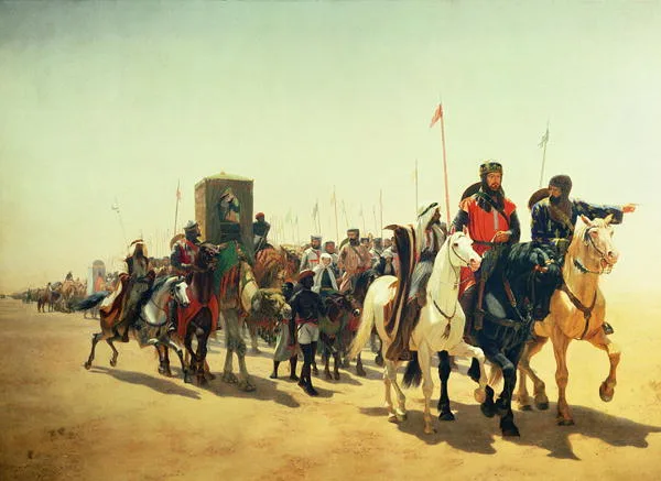 Uma pintura do século XIX dC representando Ricardo I (r. 1189-1199 dC) liderando a marcha do exército cruzado para Jerusalém durante a Terceira Cruzada (1189-1192 dC)