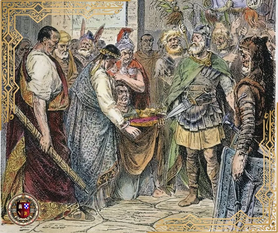 Augustulus, o último imperador romano, rende-se a Odoacro - ilustração de stock