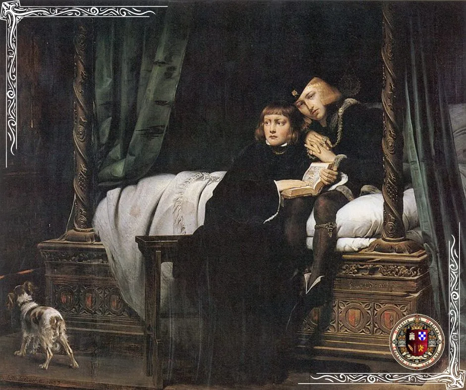 Rei Eduardo V e o Duque de York (Ricardo) na Torre de Londres por Paul Delaroche