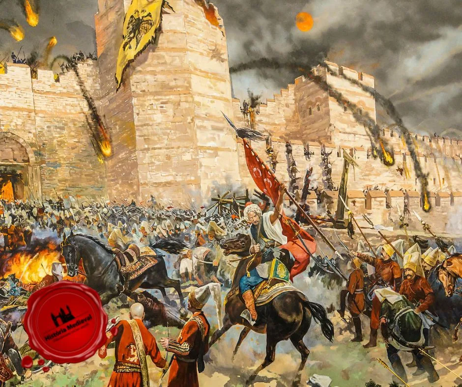 Ataque final e a queda de Constantinopla em 1453. Capturado por Mehmet. Diorama no Museu Askeri, Istambul, Turquia