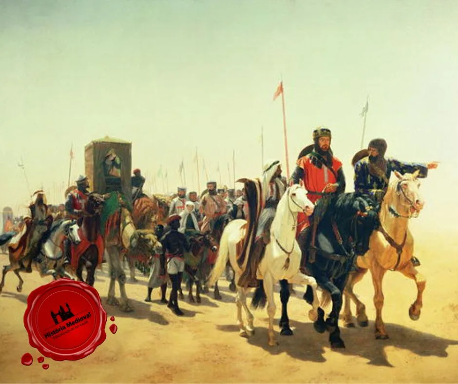 Uma pintura do século XIX dC representando Ricardo I (r. 1189-1199 dC) liderando a marcha do exército cruzado para Jerusalém durante a Terceira Cruzada (1189-1192 dC).