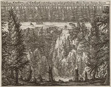 Ilustação de um Ättestupa em Västergötland
