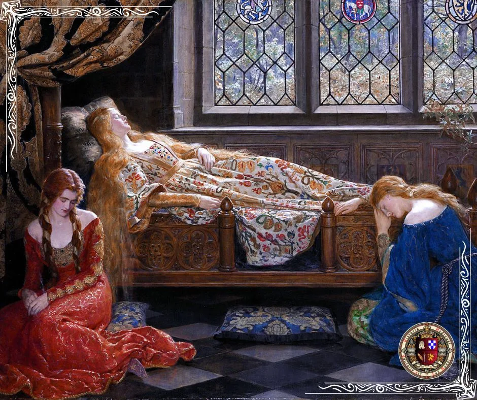 John Collier (1850-1934), A Bela Adormecida, 1921, óleo sobre tela, 111,7 x 142,2 cm. Em uma coleção particular
