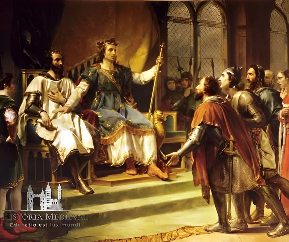Acordo de Saint Louis entre o rei Henrique III da Inglaterra e seus barões , pintura histórica de Georges Rouget , 1820